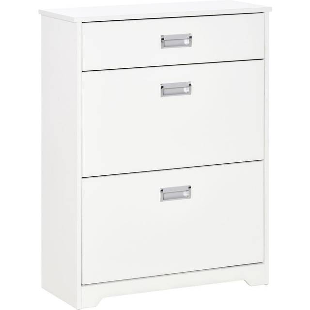 HOMCOM Tipping Shoe Cabinet with Flip Drawers - White