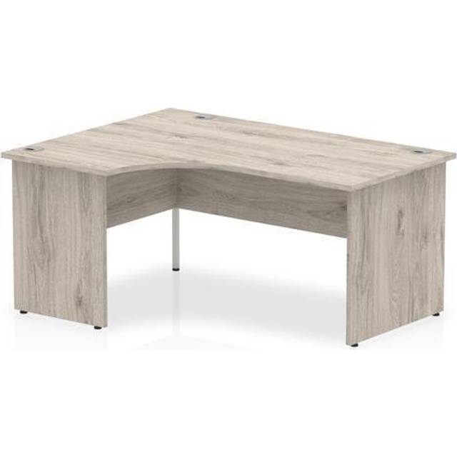 Impulse 1600mm Left Crescent Desk Grey Oak Top Panel End Leg