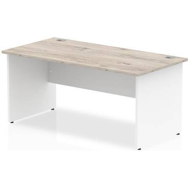 Impulse 1600 x 800mm Straight Desk Grey Oak Top White Panel End Leg