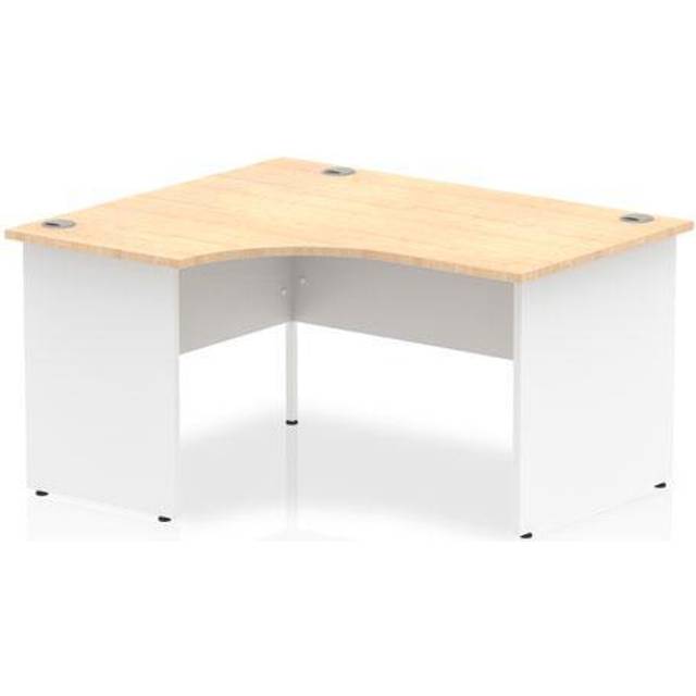 Impulse 1400mm Left Crescent Desk Maple Top White Panel End Leg