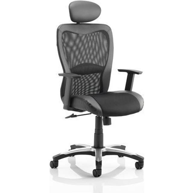 Victor II Black Leather & Mesh Ergonomic Executive Office Chair With Arms With Headrest