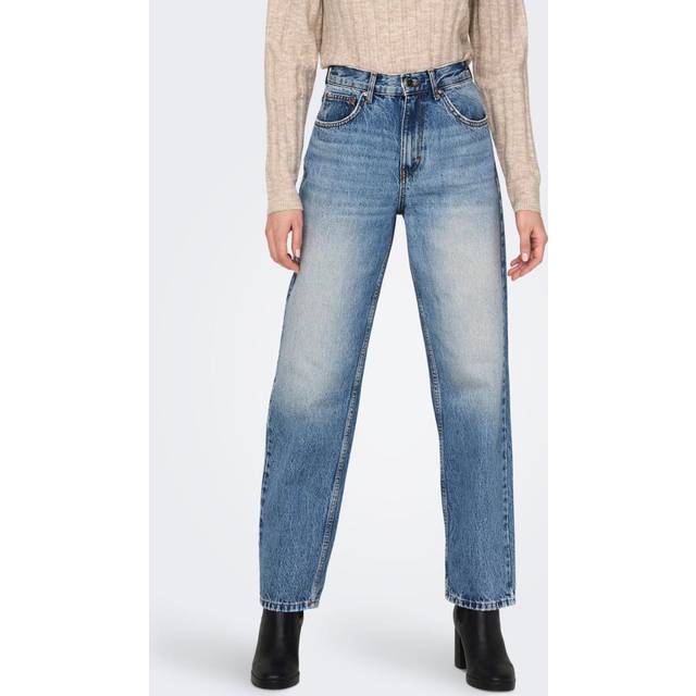 Jeans straight high waist woman Only Robyn - Bleu