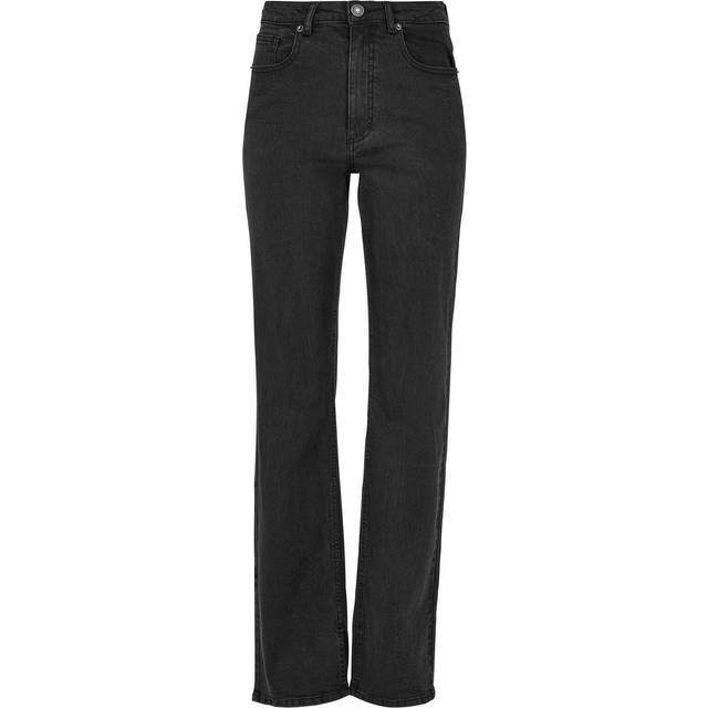 Urban Classics Ladies Highwaist Straight Slit Denim Byxor Kvinnor, Svart tvättad, 31