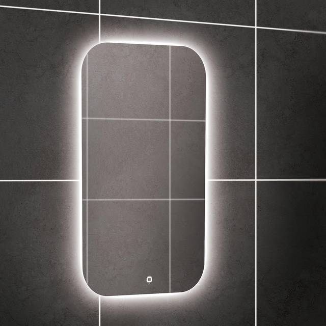 Rectangular Backlit Heated Bathroom Mirror with Lights 400 x 800mm- hib. Ambience 40