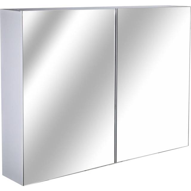 HOMCOM Bathroom Mirror with Storage, 2 Internal Adjustable Shelves, Cushioned Door without Noise, for Mirrored Vanity, Bedroom Aosom UK