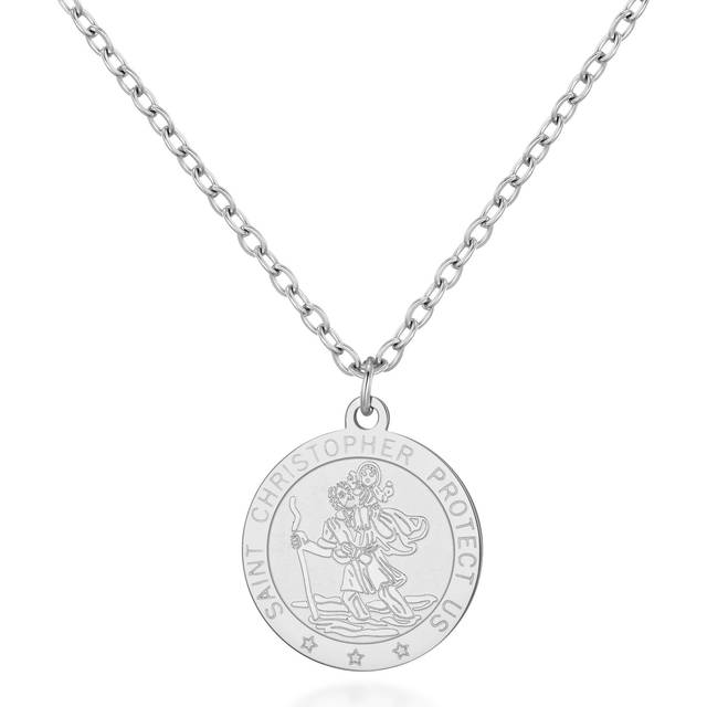 Men's Stainless Steel St Christopher Necklace