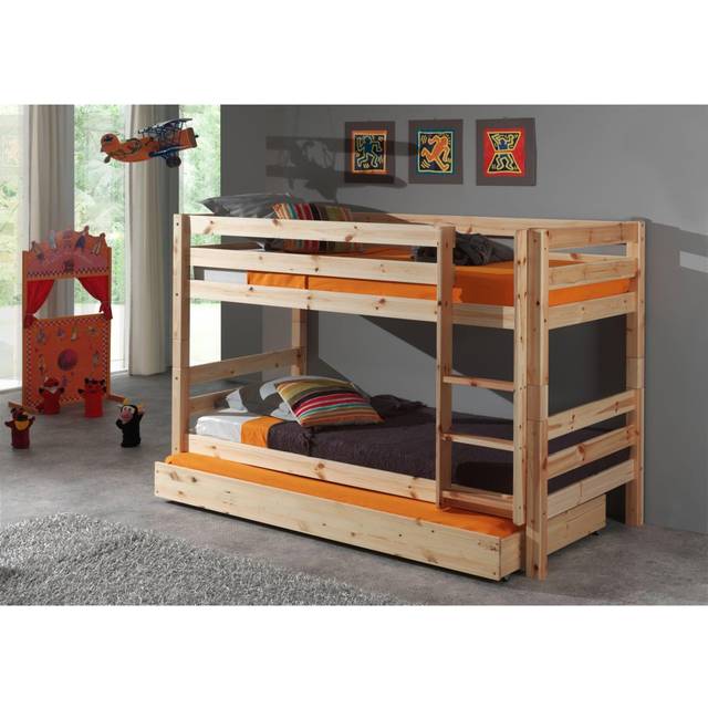 Pino bunk bed with drawer, 90 x 200cm - Natural