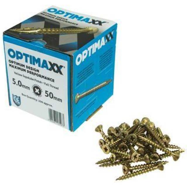 Optimaxx PZ Countersunk Passivated Double Reinforced Wood Screw - 5 x 50mm - Pack of 200