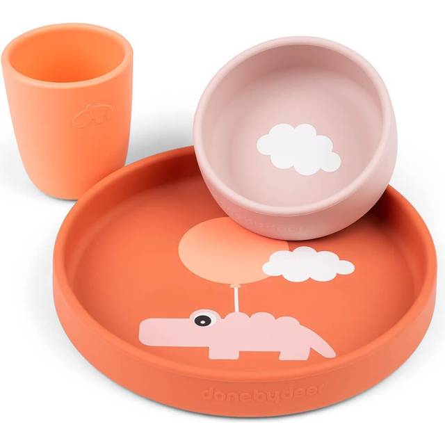 Done By Deer Silikon Dinner Set Happy clouds Papaya
