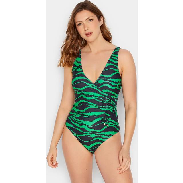 Lts Tall Green Animal Print Ruched Side Swimsuit 12 Lts | Tall Women's Swimsuits