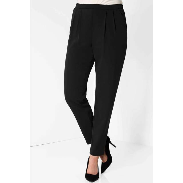 Roman Elastic Waist Hareem Trousers In Black - 12