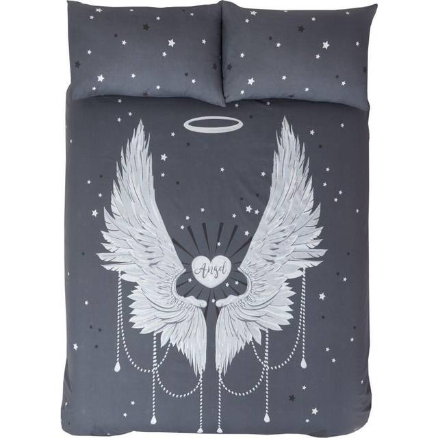 Angel Wings Grey Duvet Set - Single, Grey