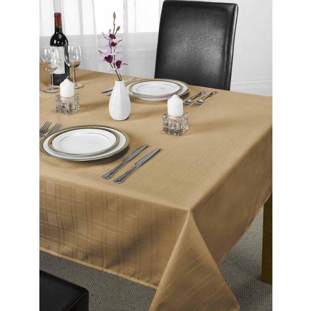 Chequers - Jacquard Table Cloth in Coffee - 63 (160cm) Round - Emma Barclay | TJ Hughes