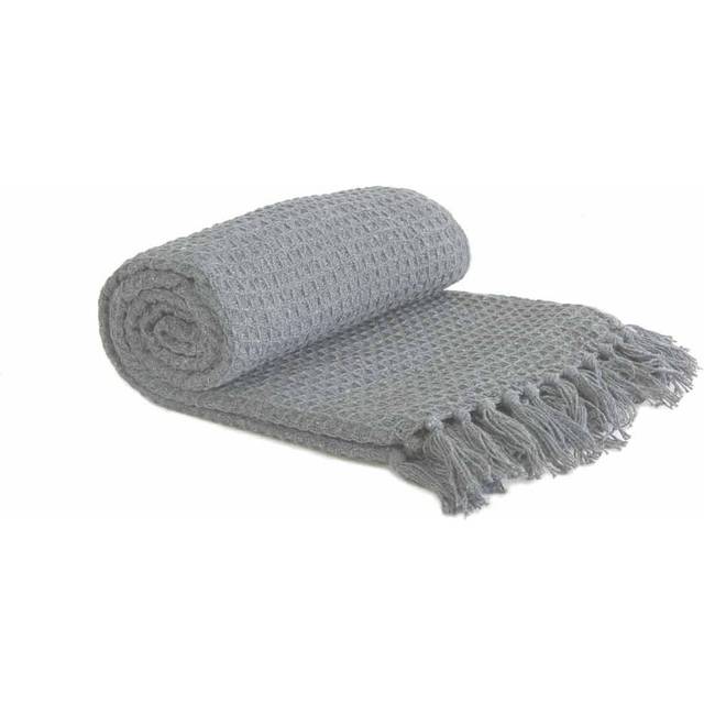 "Throw Blanket Sofa Bed Throwover 100% Cotton Recycled Honeycomb Silver 50x60"""