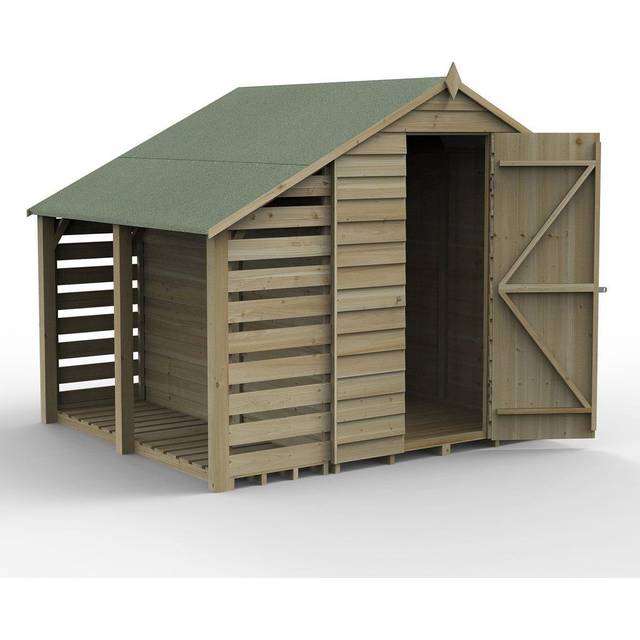 Forest Garden 5x7 Forest 4Life Overlap Windowless Apex Shed with Lean to - 5 x 7 Forest 4Life Overlap Windowless Apex Wooden Shed with Lean to - Delivery Only