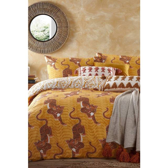 furn. Tibetan Tiger Super King Size Multi Tribal Duvet Cover Set