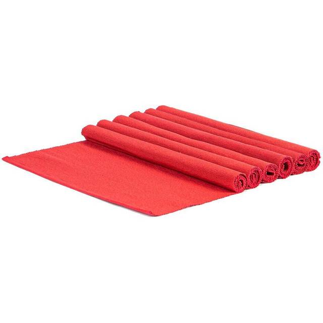 45cm x 34.5cm Ribbed Cotton Placemats - Pack of Six - Crimson