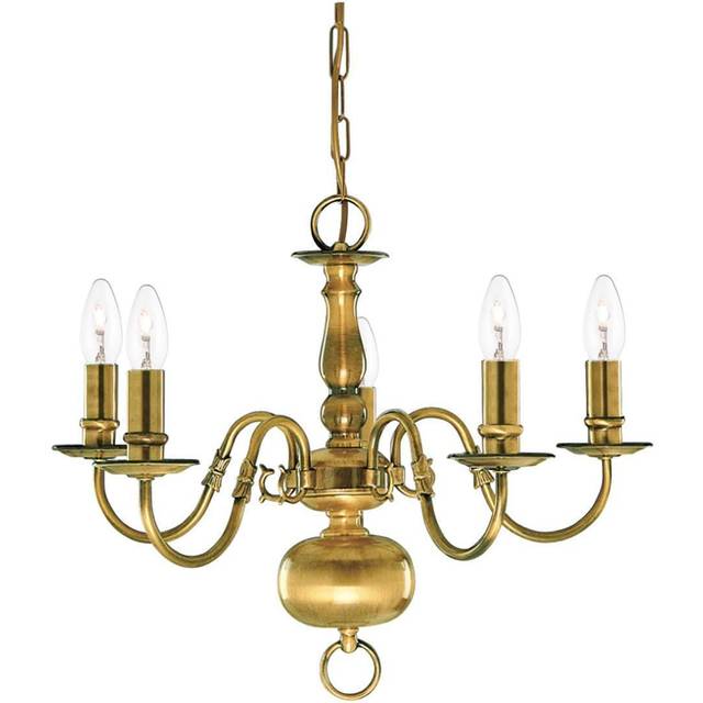 Searchlight 1019-5AB Flemish - 5 Light Ceiling Antique Brass