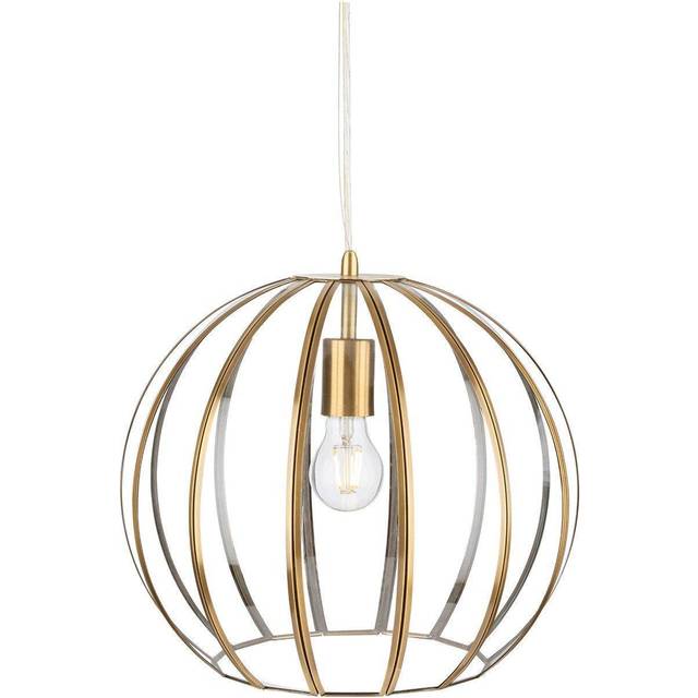 Firstlight Lincoln Contemporary Style Round-Shaped Pendant Light in Antique Brass and Clear Glass