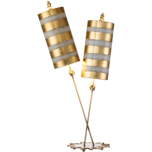 Elstead Nettle Luxe - 2 Light Table Lamp Gold Leaf, Taupe, E27