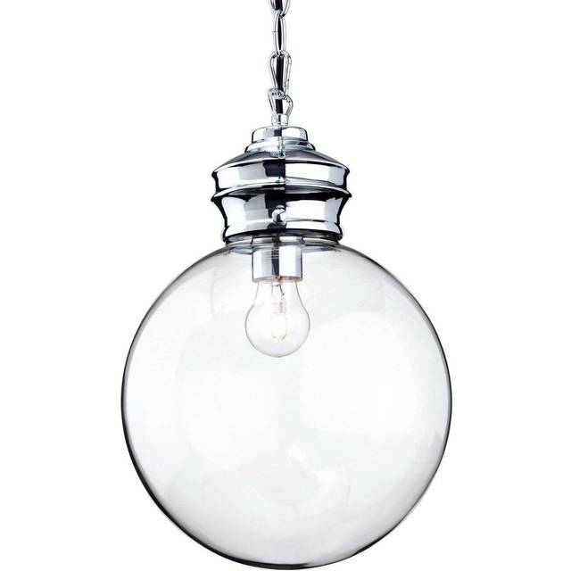 Firstlight Omar Elegant Style Globe-Shaped Pendant Light in Chrome and Clear Glass