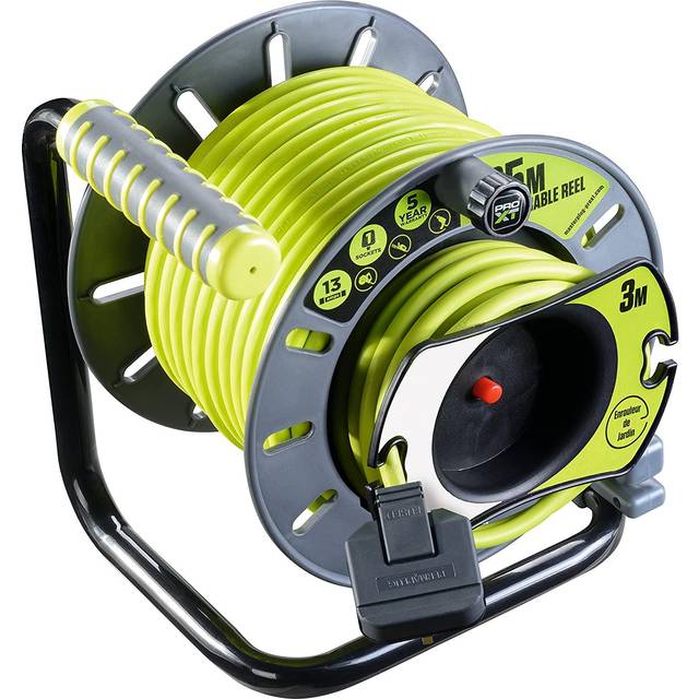 Masterplug Weatherproof 25M + 3M 13A Reverse Open Cable Reel, Green