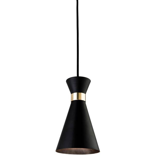 Firstlight Ohio Retro Style Compact Coned Pendant Light Black and Brass