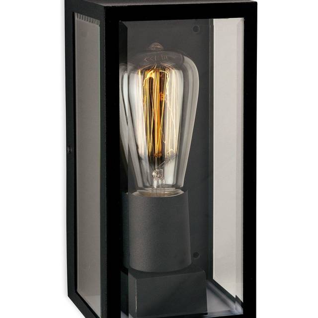Firstlight Dallas Modern Style Lantern in Black and Clear Glass