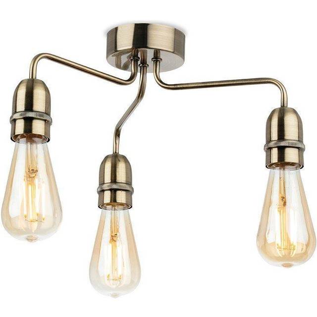 Firstlight 2883AB Leon 3 Light Flush Ceiling Light In Antique Brass Finish