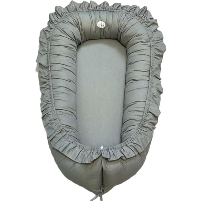 Mini Dreams babynest med volang, light grey