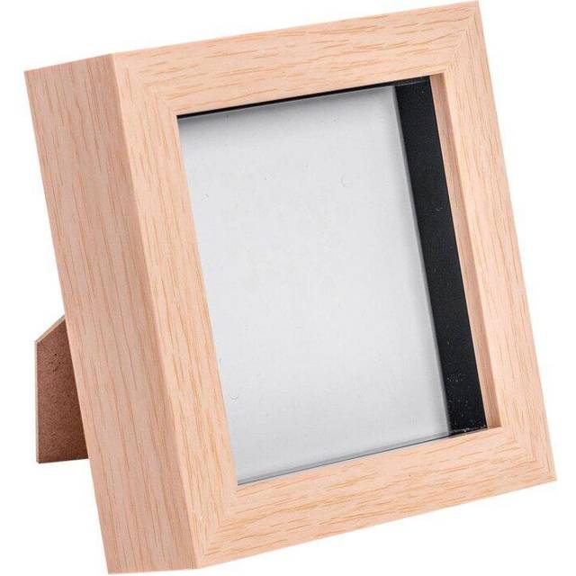 4" x 4" 3D Box Photo Frame - Light Wood