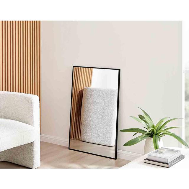 Emma Rectangle Black Frame Wall Mirror - Black / 100x66cm