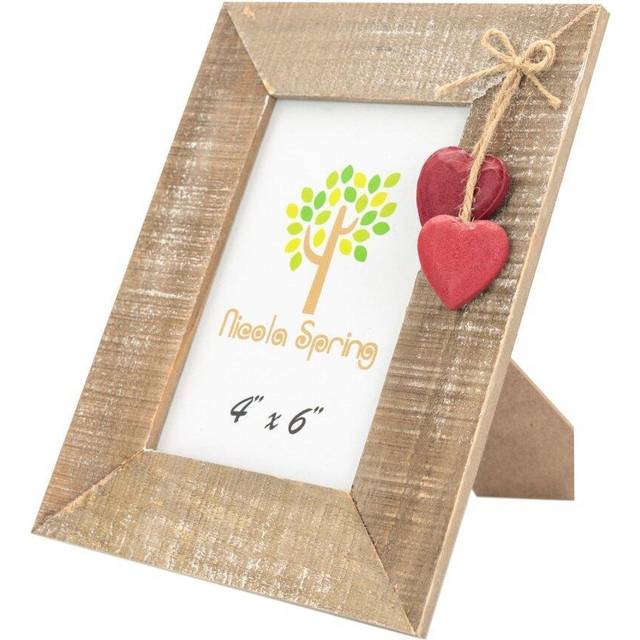 4" x 6" Wooden Standing Photo Frame with Hearts - Red