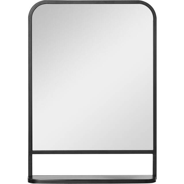 HOMCOM Square Wall Mirror with Shelf, 70x50 cm Modern Mirrors for Living Room, B - Black