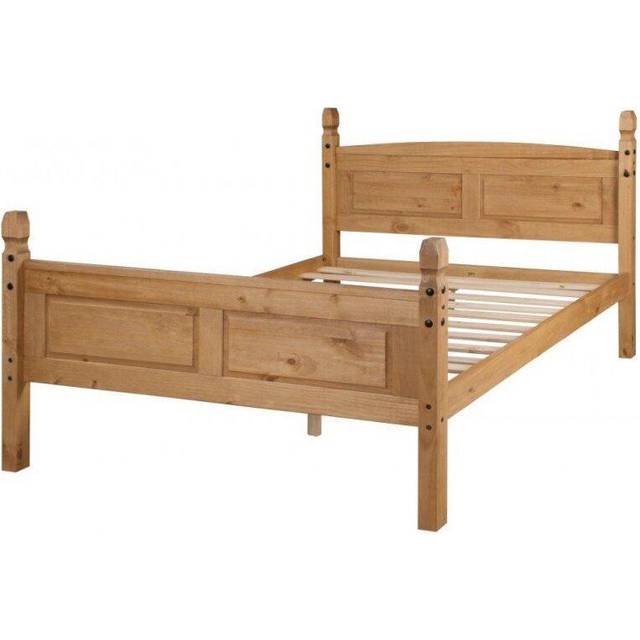 Mercers Furniture Corona 4'6" Double High End Bed Frame Solid Pine With Mexican Styling, Brown