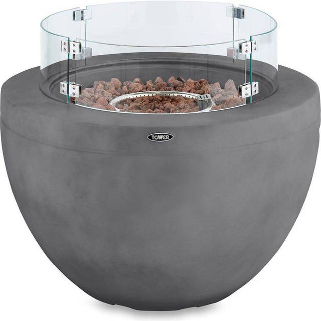Tower Magna Round Gas Fire Pit - Black, Black