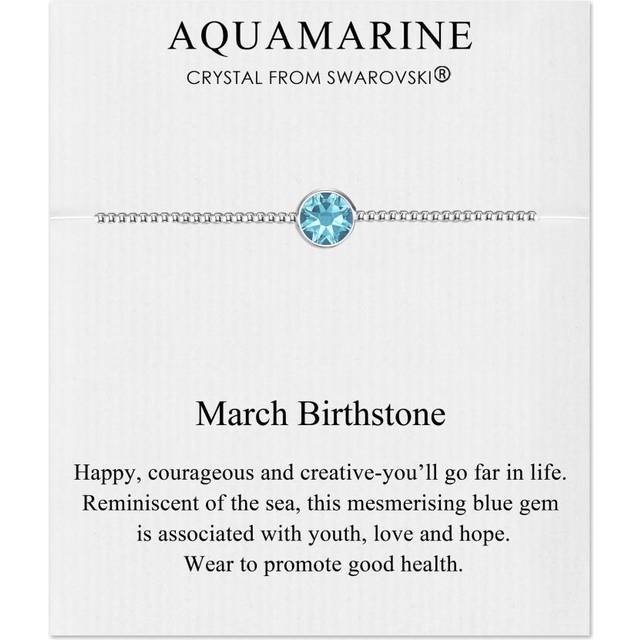 March (Aquamarine) Birthstone Bracelet Created with Swarovski Crystals - Multicoloured