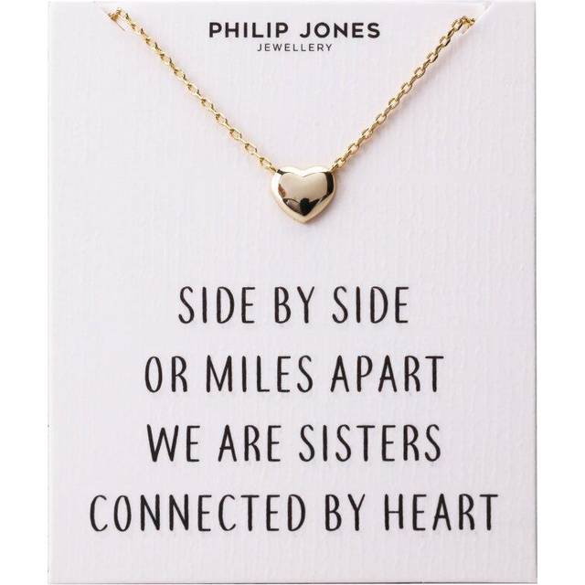 Gold plated sister heart necklace with quote card by philip jones