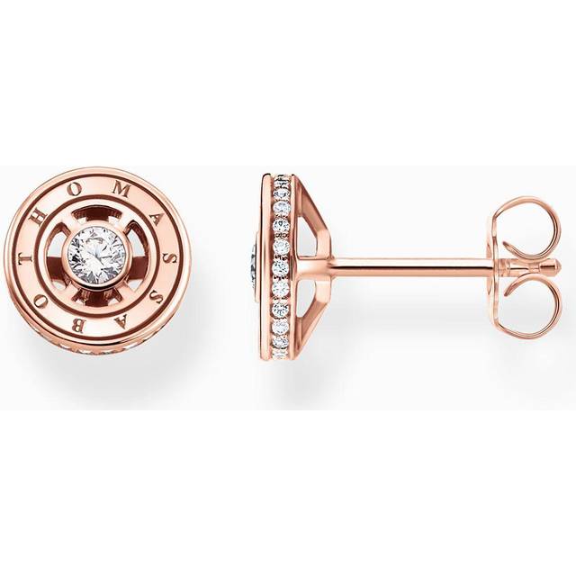 Sterling Silver Rose Gold Plated White Stones Ear Studs H2062-416-14