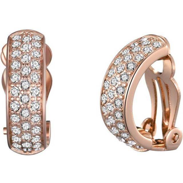 Rose gold plated pave clip on earrings created with zircondia® crystals