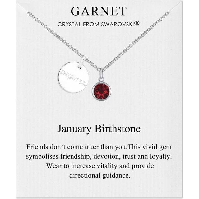 Birthstone Necklace with Daughter Charm Created with Zircondia® Crystals