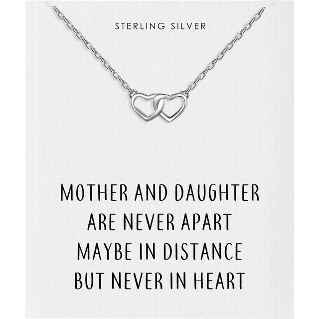 Sterling Silver Mother and Daughter Quote Heart Link Necklace
