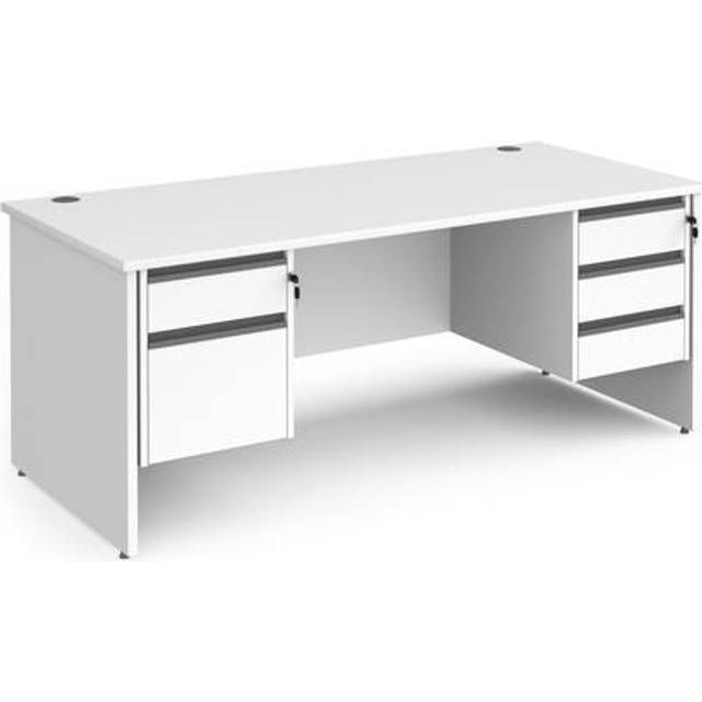 Office Desk | Rectangular Desk 1800mm With Double Pedestal | White Top And Panel End Leg | 800mm Depth | Contract 25 CP18S23-G-WH