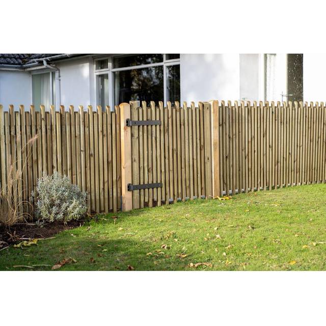 Forest Garden Contemporary Picket Gate 3ft - Brown - 3 x 3ft