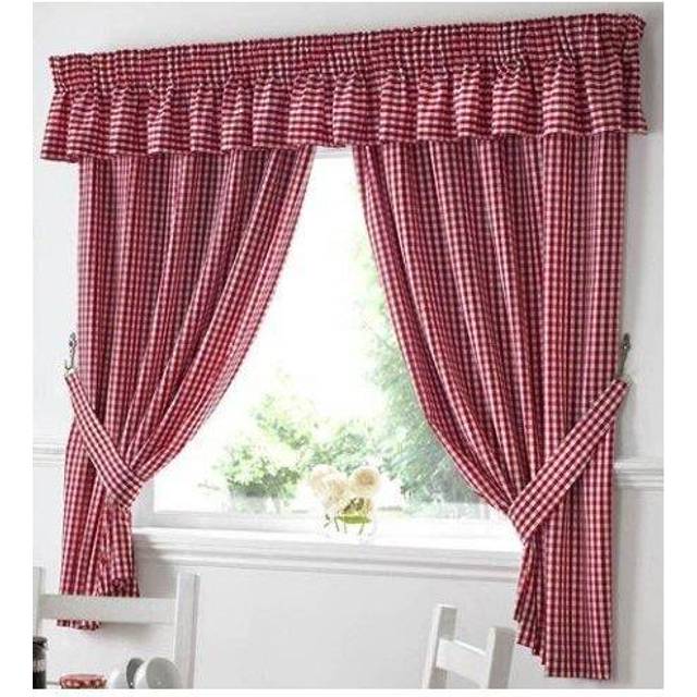 Gingham Kitchen Curtains Red 46 x 48'