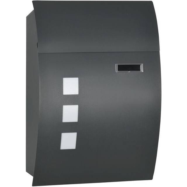 HOMCOM Weatherproof Wall Mounted Letter Box Post Box with Keys Anthracite Grey | TJ Hughes