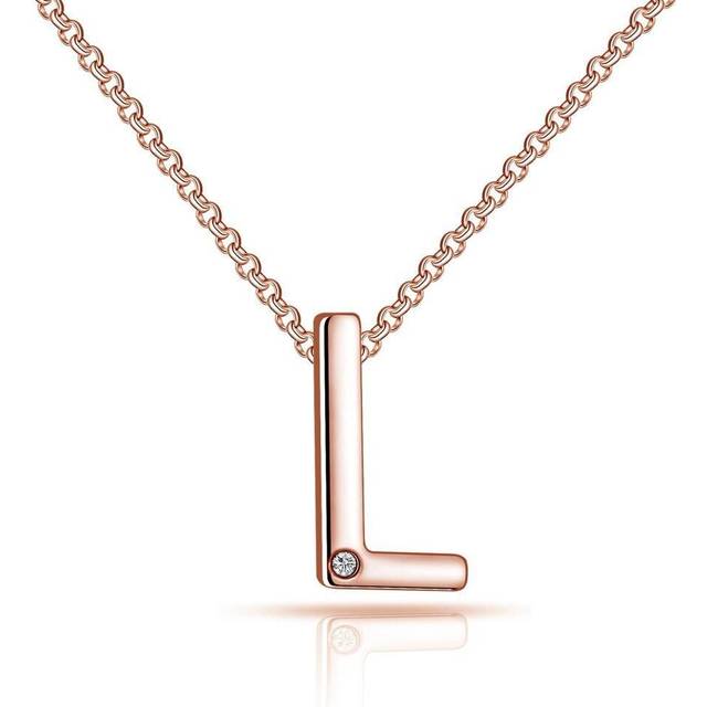Rose gold plated initial necklace letter l created with zircondia® crystals