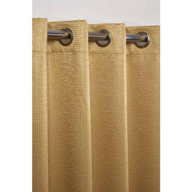 Emma Barclay Ambiance termiska mörkläggningsgardiner med öljett – 3D-präglade gardiner med reflekterande omvänd väv i ockra – bredd 66 x fall 183 cm (72 tum)
