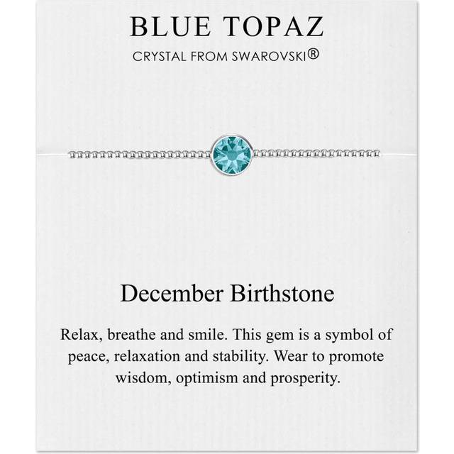 December (Blue Topaz) Birthstone Bracelet Created with Swarovski Crystals - Multicoloured