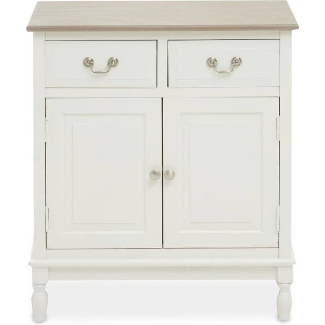 2 Drawer Ivory Sideboard Cabinet, Pine Wood Storage Side Board for Kitchen, Dinning Room, Hallway, & Office - White - One Size